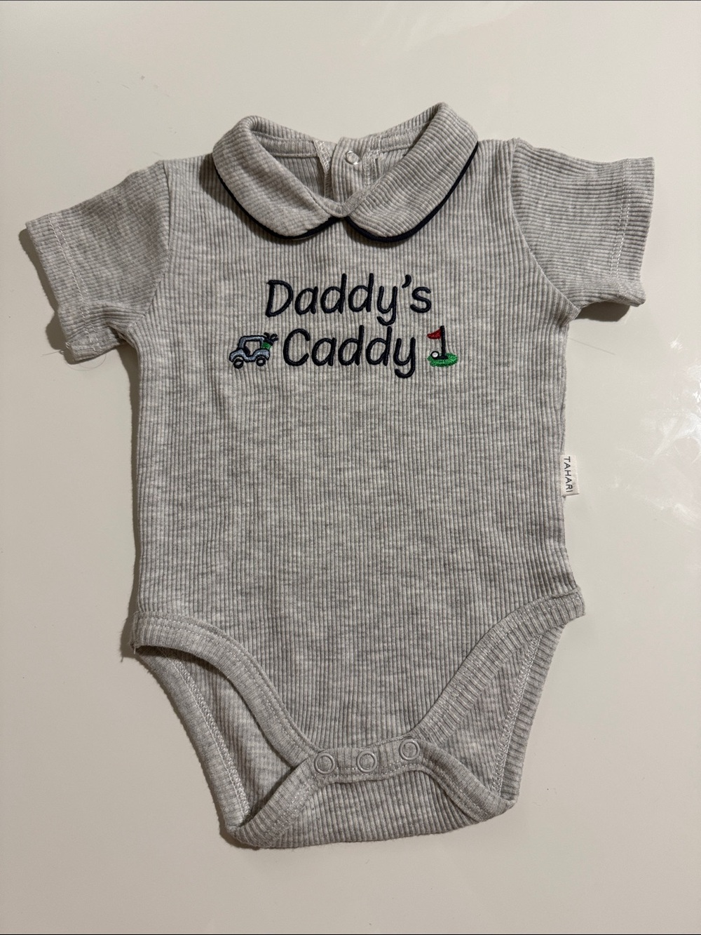 Tahari Grey Ribbed "Daddy's Caddy" One-Piece Sz 0-3